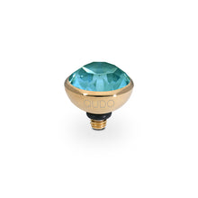 Load image into Gallery viewer, QUDO INTERCHANGEABLE BOTTONE TOP 10MM - PINE GREEN IGNITE CRYSTAL - GOLD PLATED