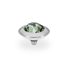 Load image into Gallery viewer, QUDO INTERCHANGEABLE TONDO TOP 13MM - BLACK DIAMOND CRYSTAL - STAINLESS STEEL