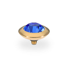 Load image into Gallery viewer, QUDO INTERCHANGEABLE TONDO TOP 13MM - SAPPHIRE CRYSTAL - GOLD PLATED