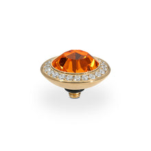 Load image into Gallery viewer, QUDO INTERCHANGEABLE TONDO DELUXE TOP 13MM - SUN CRYSTAL - GOLD PLATED