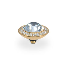 Load image into Gallery viewer, QUDO INTERCHANGEABLE TONDO DELUXE TOP 13MM - BLUE SHADE CRYSTAL - GOLD PLATED