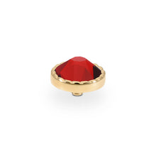 Load image into Gallery viewer, QUDO INTERCHANGEABLE BOCCONI FLAT TOP 9MM - SCARLET CRYSTAL - GOLD PLATED