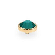 Load image into Gallery viewer, QUDO INTERCHANGEABLE BOCCONI FLAT TOP 9MM - EMERALD CRYSTAL - GOLD PLATED