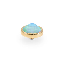 Load image into Gallery viewer, QUDO INTERCHANGEABLE BOCCONI FLAT TOP 9MM - SILKY SAGE DELITE CRYSTAL - GOLD PLATED