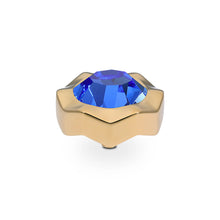 Load image into Gallery viewer, QUDO INTERCHANGEABLE NEMOLI TOP 13MM - SAPPHIRE CRYSTAL - GOLD PLATED