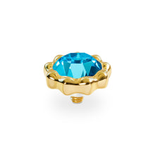 Load image into Gallery viewer, QUDO INTERCHANGEABLE ORGANICO TOP 12MM - AQUAMARINE CRYSTAL - GOLD PLATED