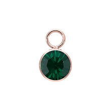 Load image into Gallery viewer, QUDO INTERCHANGEABLE BOTTONE CHARM - EMERALD - ROSE GOLD PLATED