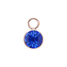 Load image into Gallery viewer, QUDO INTERCHANGEABLE BOTTONE CHARM - SAPPHIRE - ROSE GOLD PLATED