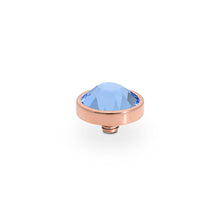 Load image into Gallery viewer, QUDO INTERCHANGEABLE CANINO TOP 9MM - LIGHT SAPPHIRE CRYSTAL- ROSE GOLD PLATED