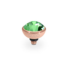 Load image into Gallery viewer, QUDO INTERCHANGEABLE BOTTONE TOP 10MM - PERIDOT EUROPEAN CRYSTAL - ROSE GOLD PLATED