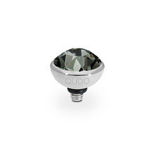 Load image into Gallery viewer, QUDO INTERCHANGEABLE BOTTONE TOP 10MM - BLACK DIAMOND EUROPEAN CRYSTAL - STAINLESS STEEL
