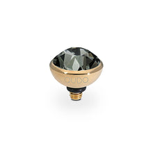 Load image into Gallery viewer, QUDO INTERCHANGEABLE BOTTONE TOP 10MM - BLACK DIAMOND EUROPEAN CRYSTAL - GOLD PLATED