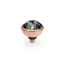 Load image into Gallery viewer, QUDO INTERCHANGEABLE BOTTONE TOP 10MM - BLACK DIAMOND EUROPEAN CRYSTAL - ROSE GOLD PLATED
