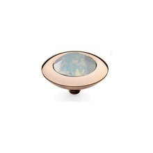 Load image into Gallery viewer, QUDO INTERCHANGEABLE TONDO TOP 13MM - WHITE OPAL EUROPEAN CRYSTAL - ROSE GOLD PLATED