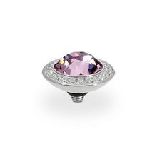 Load image into Gallery viewer, QUDO INTERCHANGEABLE TONDO DELUXE TOP 13MM - LIGHT AMETHYST EUROPEAN CRYSTAL - STAINLESS STEEL