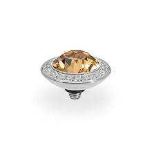Load image into Gallery viewer, QUDO INTERCHANGEABLE TONDO DELUXE TOP 13MM - LIGHT COLORADO TOPAZ CRYSTAL - STAINLESS STEEL