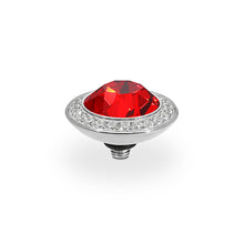 Load image into Gallery viewer, QUDO INTERCHANGEABLE TONDO DELUXE TOP 13MM - LIGHT SIAM RED CRYSTAL - STAINLESS STEEL