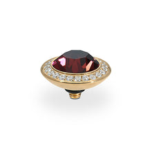 Load image into Gallery viewer, QUDO INTERCHANGEABLE TONDO DELUXE TOP 13MM - BURGUNDY CRYSTAL - GOLD PLATED