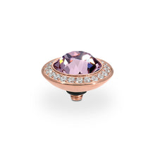 Load image into Gallery viewer, QUDO INTERCHANGEABLE TONDO DELUXE TOP 13MM - LIGHT AMETHYST EUROPEAN CRYSTAL - ROSE GOLD PLATED