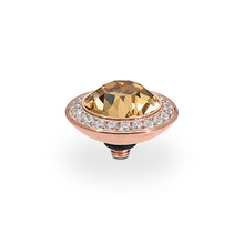 Load image into Gallery viewer, QUDO INTERCHANGEABLE TONDO DELUXE TOP 13MM - LIGHT COLORADO TOPAZ CRYSTAL - ROSE GOLD PLATED