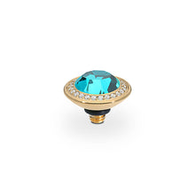 Load image into Gallery viewer, QUDO INTERCHANGEABLE TONDO DELUXE TOP 9MM - BLUE ZIRCON CRYSTAL - GOLD PLATED