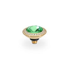 Load image into Gallery viewer, QUDO INTERCHANGEABLE TONDO DELUXE TOP 9MM - PERIDOT CRYSTAL - GOLD PLATED