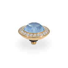 Load image into Gallery viewer, QUDO INTERCHANGEABLE TONDO DELUXE TOP 13MM - DENIM IGNITE CRYSTAL- GOLD PLATED