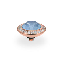 Load image into Gallery viewer, QUDO INTERCHANGEABLE TONDO DELUXE TOP 13MM - DENIM IGNITE CRYSTAL- ROSE GOLD PLATED
