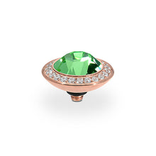 Load image into Gallery viewer, QUDO INTERCHANGEABLE TONDO DELUXE TOP 13MM - PERIDOT CRYSTAL - ROSE GOLD PLATED