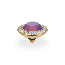 Load image into Gallery viewer, QUDO INTERCHANGEABLE TONDO DELUXE TOP 13MM - AMETHYST OPAL CRYSTAL - GOLD PLATED
