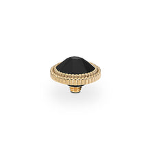 Load image into Gallery viewer, QUDO INTERCHANGEABLE FABERO FLAT TOP 10MM - JET BLACK CRYSTAL - GOLD PLATED