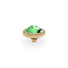 Load image into Gallery viewer, QUDO INTERCHANGEABLE FABERO FLAT TOP 10MM - PERIDOT CRYSTAL - GOLD PLATED