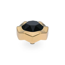Load image into Gallery viewer, QUDO INTERCHANGEABLE NEMOLI TOP 13MM - JET BLACK CRYSTAL - GOLD PLATED