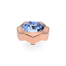 Load image into Gallery viewer, QUDO INTERCHANGEABLE NEMOLI TOP 13MM - LIGHT SAPPHIRE CRYSTAL - ROSE GOLD PLATED