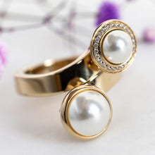 Load image into Gallery viewer, QUDO INTERCHANGEABLE TONDO DELUXE TOP 9MM - CREAM CRYSTAL PEARL - ROSE GOLD PLATED