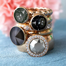 Load image into Gallery viewer, QUDO INTERCHANGEABLE BOTTONE TOP 10MM - BLACK DIAMOND EUROPEAN CRYSTAL - ROSE GOLD PLATED