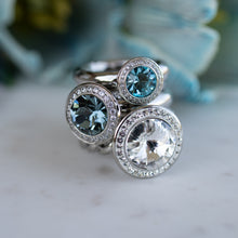 Load image into Gallery viewer, QUDO INTERCHANGEABLE TONDO DELUXE TOP 9MM - BLUE ZIRCON CRYSTAL - STAINLESS STEEL