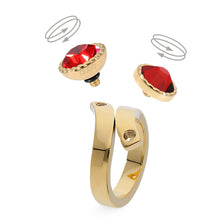 Load image into Gallery viewer, QUDO INTERCHANGEABLE BOCCONI FLAT TOP 9MM - CRYSTAL SKY IGNITE - GOLD PLATED