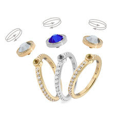 Load image into Gallery viewer, QUDO INTERCHANGEABLE CANINO DELUXE TOP 10.5MM - DK SAPPHIRE CRYSTAL - STAINLESS STEEL
