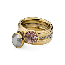 Load image into Gallery viewer, QUDO INTERCHANGEABLE BOTTONE TOP 10MM - VINTAGE ROSE CRYSTAL - GOLD PLATED
