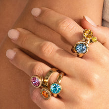 Load image into Gallery viewer, QUDO INTERCHANGEABLE BOTTONE TOP 5MM - PERIDOT CRYSTAL - GOLD PLATED