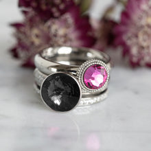 Load image into Gallery viewer, QUDO INTERCHANGEABLE FABERO FLAT TOP 10MM - IRIS PINK CRYSTAL - ROSE GOLD PLATED