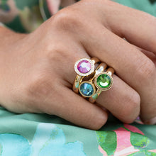 Load image into Gallery viewer, QUDO INTERCHANGEABLE CANINO TOP 9MM - LIGHT TURQUOISE CRYSTAL - ROSE GOLD PLATED