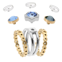 Load image into Gallery viewer, QUDO INTERCHANGEABLE NEMOLI TOP 13MM - SAPPHIRE CRYSTAL - GOLD PLATED