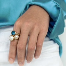 Load image into Gallery viewer, QUDO INTERCHANGEABLE FABERO FLAT TOP 10MM - CREAM CRYSTAL PEARL - ROSE GOLD PLATED