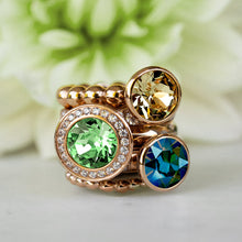 Load image into Gallery viewer, QUDO INTERCHANGEABLE TONDO DELUXE TOP 13MM - PERIDOT CRYSTAL - ROSE GOLD PLATED