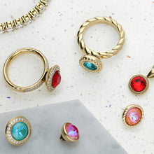 Load image into Gallery viewer, QUDO INTERCHANGEABLE TONDO DELUXE TOP 13MM - LIGHT SIAM RED CRYSTAL - STAINLESS STEEL