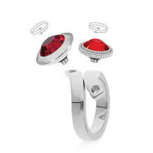 Load image into Gallery viewer, QUDO INTERCHANGEABLE TONDO TOP 13MM - RUBY EUROPEAN CRYSTAL - STAINLESS STEEL
