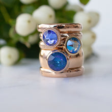 Load image into Gallery viewer, QUDO INTERCHANGEABLE SESTO TOP 10MM - ROYAL BLUE DELITE EUROPEAN CRYSTAL - ROSE GOLD PLATED