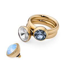 Load image into Gallery viewer, QUDO INTERCHANGEABLE FABERO TOP 11MM - SAPPHIRE CRYSTAL OPAL - GOLD PLATED